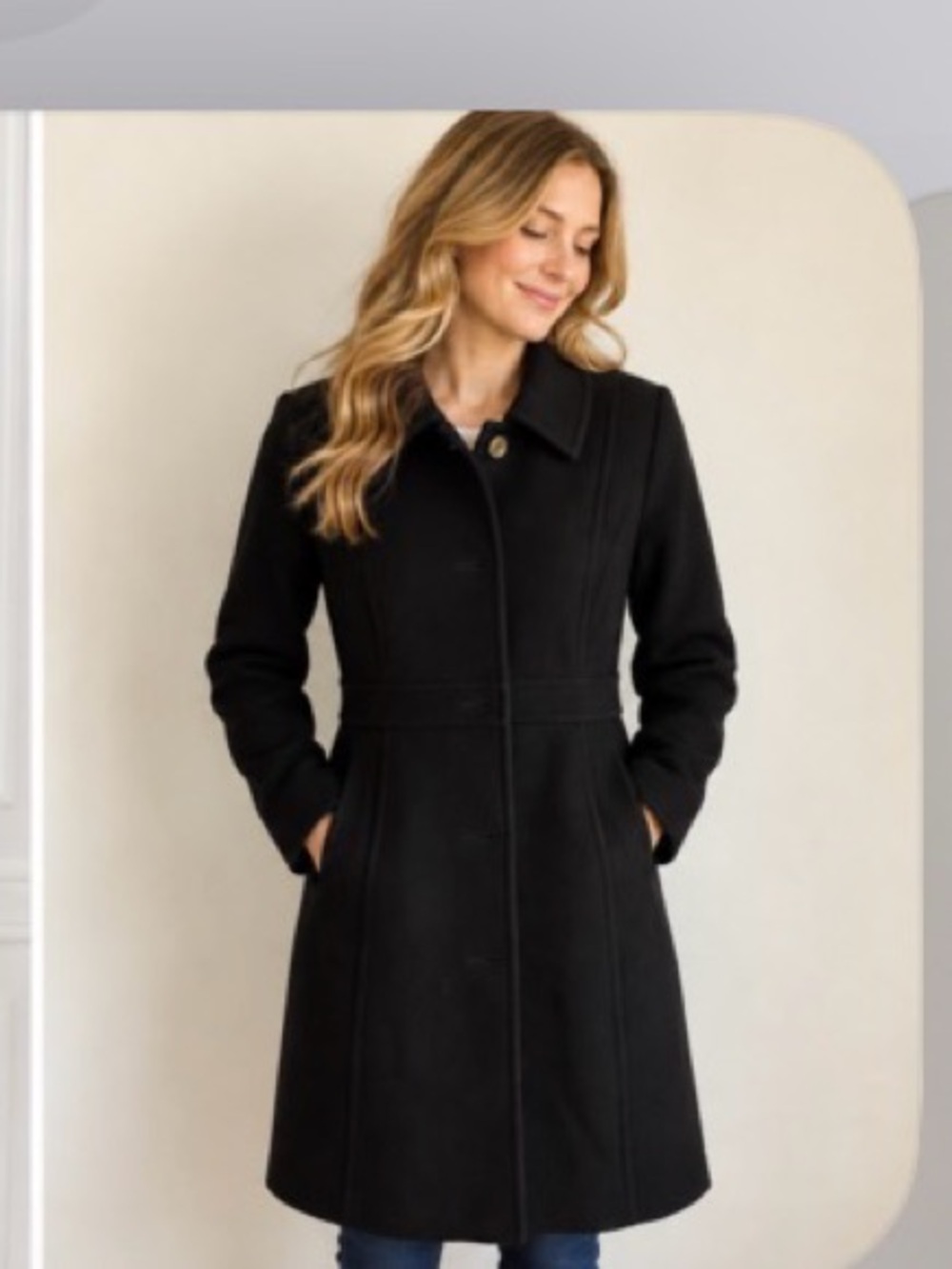 J. Crew Black Single-Breasted Wool Trench Coat